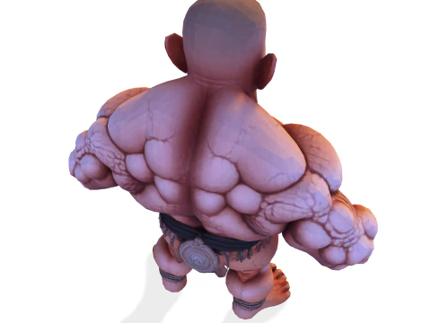 Est&aacute;tua colossal de guerreiro musculoso - B&aacute;rbaro de fantasia de alto detalhe Modelo de Impressão 3D