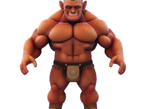 Est&aacute;tua colossal de guerreiro musculoso - B&aacute;rbaro de fantasia de alto detalhe Modelo de Impressão 3D