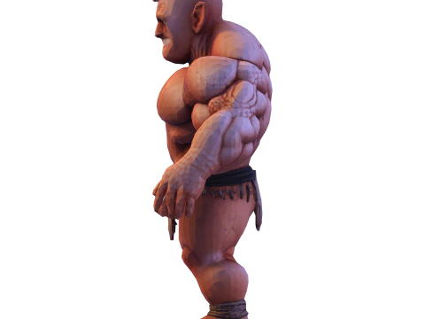 Est&aacute;tua colossal de guerreiro musculoso - B&aacute;rbaro de fantasia de alto detalhe Modelo de Impressão 3D