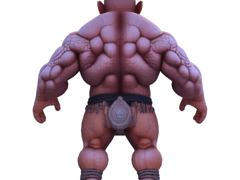 Est&aacute;tua colossal de guerreiro musculoso - B&aacute;rbaro de fantasia de alto detalhe Modelo de Impressão 3D