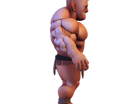 Est&aacute;tua colossal de guerreiro musculoso - B&aacute;rbaro de fantasia de alto detalhe Modelo de Impressão 3D
