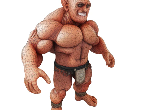 Est&aacute;tua colossal de guerreiro musculoso - B&aacute;rbaro de fantasia de alto detalhe Modelo de Impressão 3D