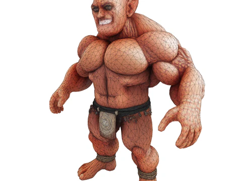 Est&aacute;tua colossal de guerreiro musculoso - B&aacute;rbaro de fantasia de alto detalhe Modelo de Impressão 3D