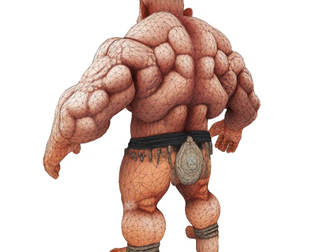 Est&aacute;tua colossal de guerreiro musculoso - B&aacute;rbaro de fantasia de alto detalhe Modelo de Impressão 3D