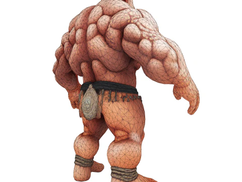 Est&aacute;tua colossal de guerreiro musculoso - B&aacute;rbaro de fantasia de alto detalhe Modelo de Impressão 3D