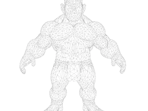 Est&aacute;tua colossal de guerreiro musculoso - B&aacute;rbaro de fantasia de alto detalhe Modelo de Impressão 3D