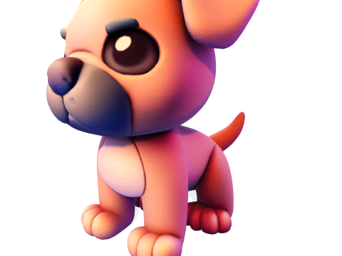 Estátua de cachorrinho adorável - Low Poly para impressão Modelo de Impressão 3D