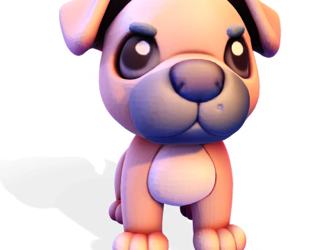 Adorable Puppy Dog Statue - Low Poly for Print 3D Print Model