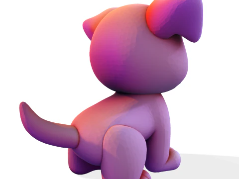 Adorable Puppy Dog Statue - Low Poly for Print 3D Print Model