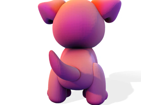Adorable Puppy Dog Statue - Low Poly for Print 3D Print Model