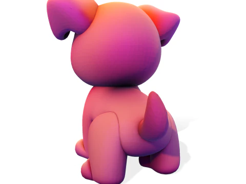 Adorable Puppy Dog Statue - Low Poly for Print 3D Print Model