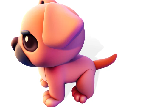 Adorable Puppy Dog Statue - Low Poly for Print 3D Print Model