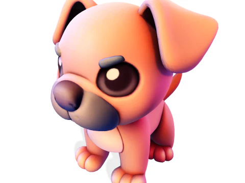 Adorable Puppy Dog Statue - Low Poly for Print 3D Print Model
