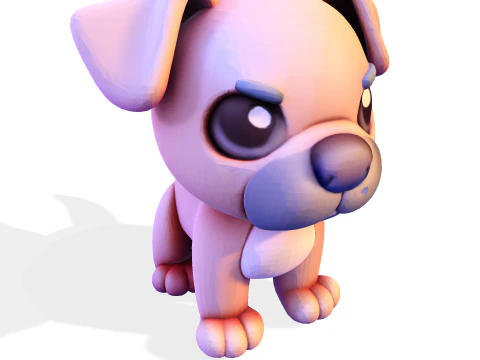 Adorable Puppy Dog Statue - Low Poly for Print 3D Print Model