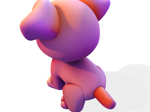Adorable Puppy Dog Statue - Low Poly for Print 3D Print Model