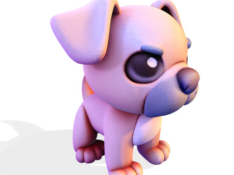 Adorable Puppy Dog Statue - Low Poly for Print 3D Print Model