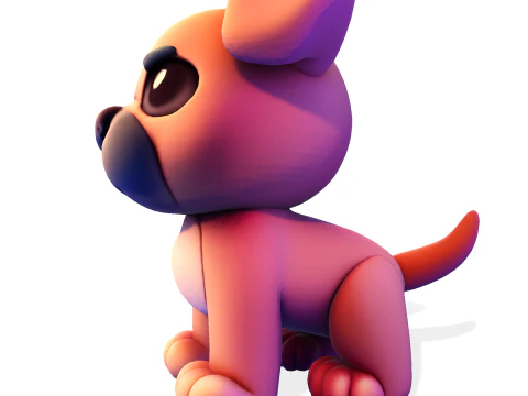 Adorable Puppy Dog Statue - Low Poly for Print 3D Print Model