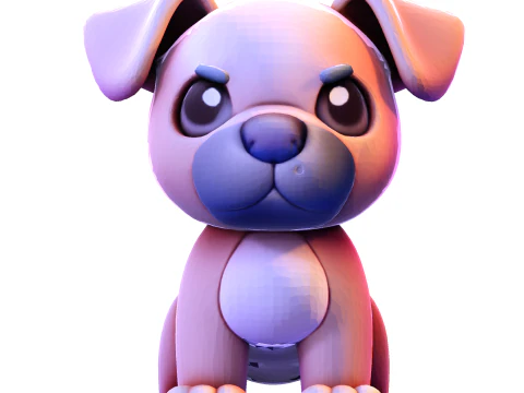 Adorable Puppy Dog Statue - Low Poly for Print 3D Print Model
