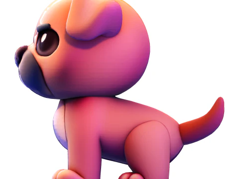 Adorable Puppy Dog Statue - Low Poly for Print 3D Print Model