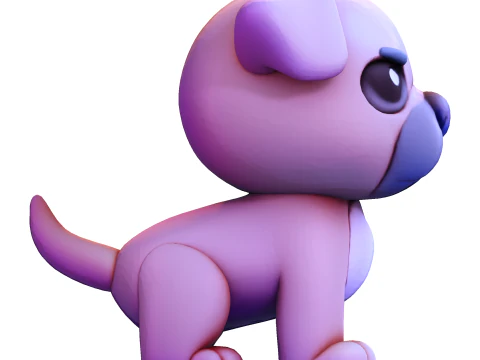 Adorable Puppy Dog Statue - Low Poly for Print 3D Print Model