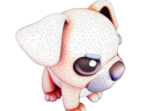 Adorable Puppy Dog Statue - Low Poly for Print 3D Print Model