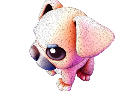 Adorable Puppy Dog Statue - Low Poly for Print 3D Print Model