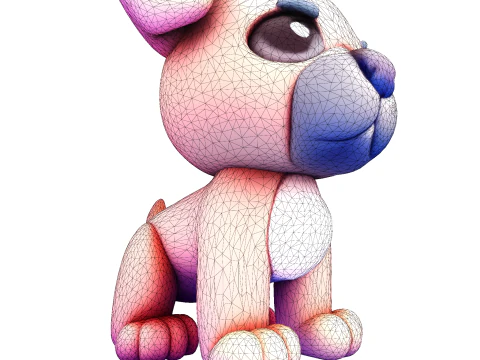 Adorable Puppy Dog Statue - Low Poly for Print 3D Print Model