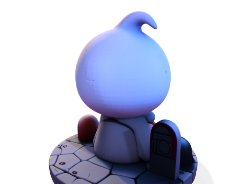 Призрак Хэллоуина в стиле чиби — милый низкополигональный материал, готовый к печати 3D Принт Модель