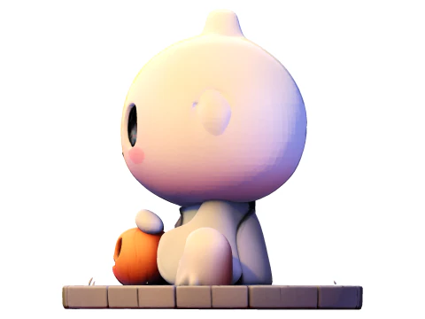 Призрак Хэллоуина в стиле чиби &mdash; милый низкополигональный материал, готовый к печати 3D Принт Модель