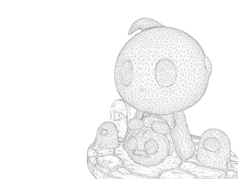 Призрак Хэллоуина в стиле чиби &mdash; милый низкополигональный материал, готовый к печати 3D Принт Модель