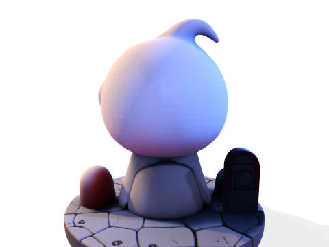 Призрак Хэллоуина в стиле чиби &mdash; милый низкополигональный материал, готовый к печати 3D Принт Модель