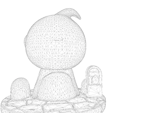 Призрак Хэллоуина в стиле чиби &mdash; милый низкополигональный материал, готовый к печати 3D Принт Модель