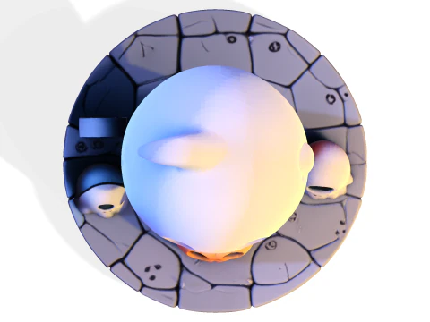 Призрак Хэллоуина в стиле чиби &mdash; милый низкополигональный материал, готовый к печати 3D Принт Модель