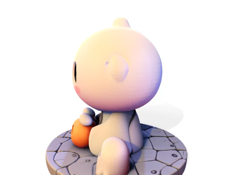 Призрак Хэллоуина в стиле чиби &mdash; милый низкополигональный материал, готовый к печати 3D Принт Модель