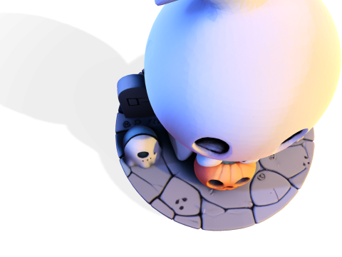 Призрак Хэллоуина в стиле чиби — милый низкополигональный материал, готовый к печати 3D Принт Модель