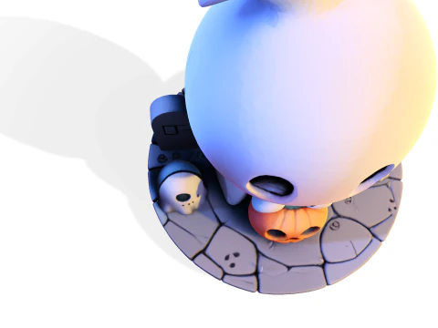 Призрак Хэллоуина в стиле чиби &mdash; милый низкополигональный материал, готовый к печати 3D Принт Модель