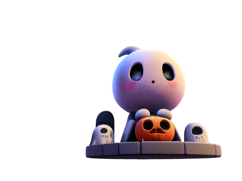Призрак Хэллоуина в стиле чиби &mdash; милый низкополигональный материал, готовый к печати 3D Принт Модель