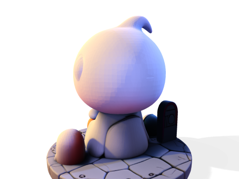 Призрак Хэллоуина в стиле чиби — милый низкополигональный материал, готовый к печати 3D Принт Модель