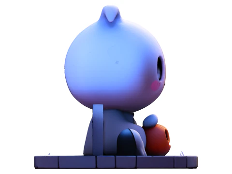 Призрак Хэллоуина в стиле чиби &mdash; милый низкополигональный материал, готовый к печати 3D Принт Модель