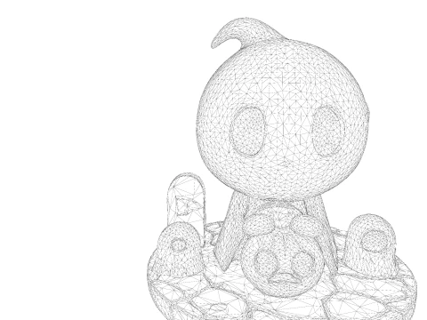 Призрак Хэллоуина в стиле чиби &mdash; милый низкополигональный материал, готовый к печати 3D Принт Модель