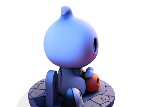 Призрак Хэллоуина в стиле чиби — милый низкополигональный материал, готовый к печати 3D Принт Модель