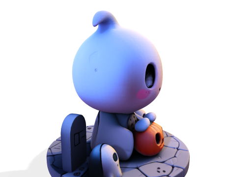 Призрак Хэллоуина в стиле чиби — милый низкополигональный материал, готовый к печати 3D Принт Модель