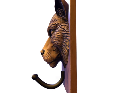 Realistic Wolf Head Wall Hook Plaque 3D Print Model