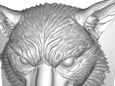 Realistic Wolf Head Wall Hook Plaque 3D Print Model
