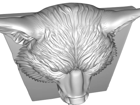 Realistic Wolf Head Wall Hook Plaque 3D Print Model