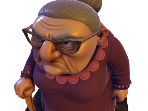 Elderly Woman Stylized 3D Sculpture Character Figurine HighDetail Collectible 3D Print Model
