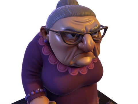 Elderly Woman Stylized 3D Sculpture Character Figurine HighDetail Collectible 3D Print Model