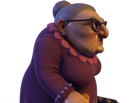 Elderly Woman Stylized 3D Sculpture Character Figurine HighDetail Collectible 3D Print Model