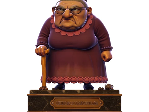 Elderly Woman Stylized 3D Sculpture Character Figurine HighDetail Collectible 3D Print Model