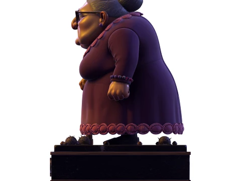 Elderly Woman Stylized 3D Sculpture Character Figurine HighDetail Collectible 3D Print Model